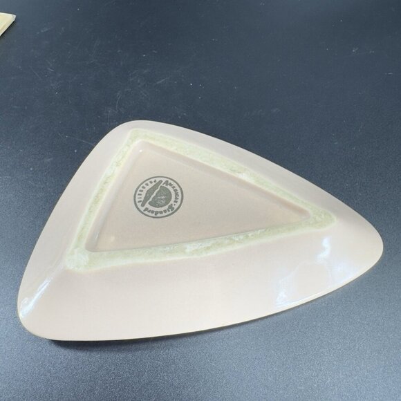 Vintage American Standard Tan Glazed Triangle Ashtray Dish Houseware Marked VTG - Picture 11 of 14